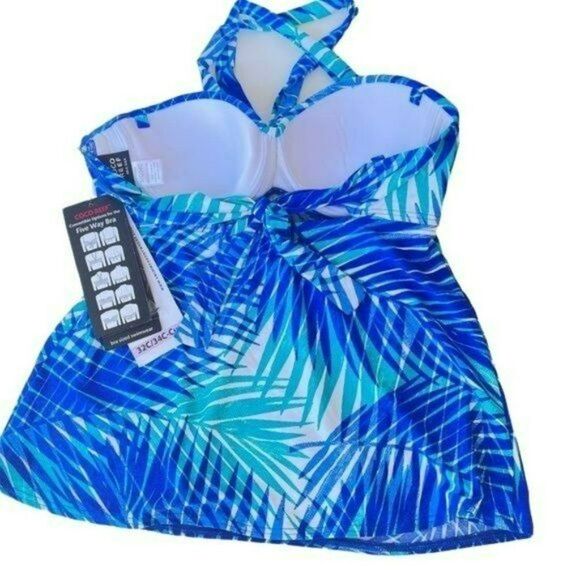 Coco Reef Womens Ocean Blue Five Way Convertible Blue Tankini Top 32C‎ 34C New - Picture 5 of 13